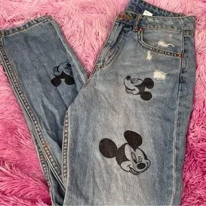 Divided H M Disney Mickey Mouse Print Women jeans size